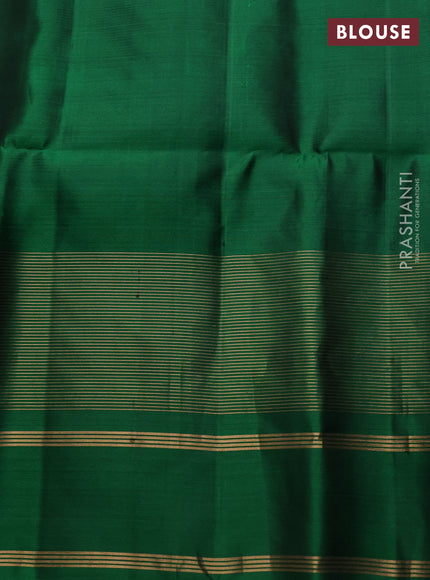 Pure soft silk saree dark magenta and green with allover thread checked pattern and long rettapet zari woven border