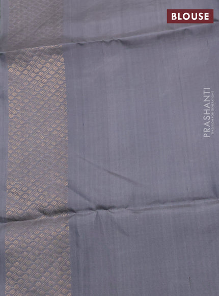 Pure soft silk saree pastel green and grey with allover zari weaves & buttas in borderless style