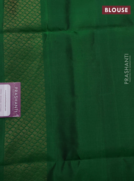 Pure soft silk saree rust shade and green with allover zari weaves & buttas in borderless style
