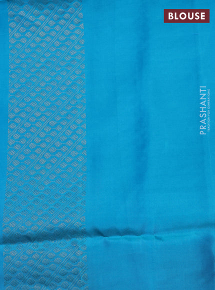 Pure soft silk saree purple and teal blue with allover zari weaves & buttas in borderless style