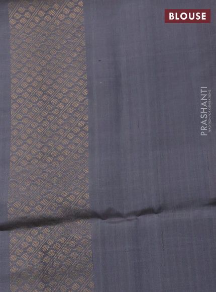 Pure soft silk saree pink and grey with allover zari weaves & buttas in borderless style