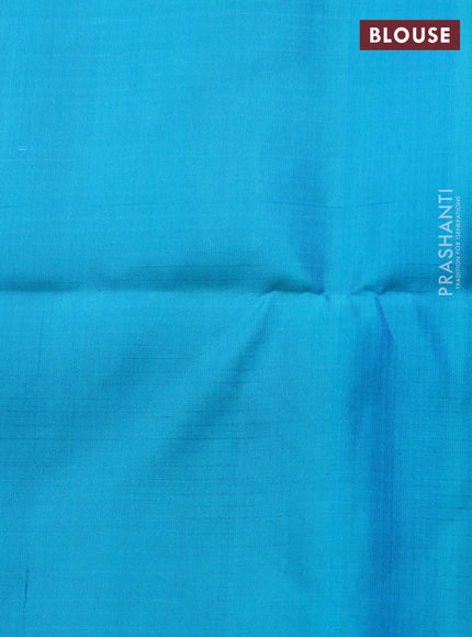 Pure soft silk saree purple and teal blue with allover zari weaves in borderless style