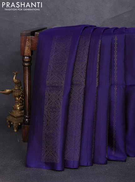 Pure soft silk saree dark blue and teal blue with allover thread & zari weaves in borderless style