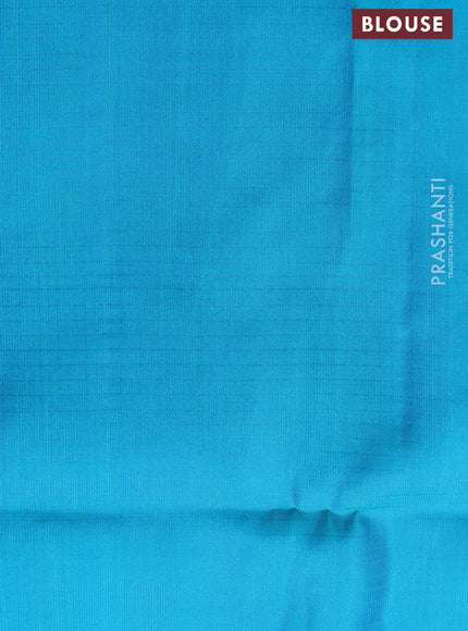 Pure soft silk saree dark blue and teal blue with allover thread & zari weaves in borderless style