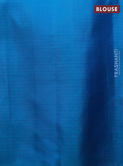 Pure soft silk saree navy blue and teal blue with allover thread & zari weaves in borderless style