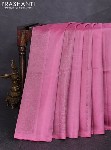 Pure soft silk saree pink shade and brown with allover thread & zari weaves in borderless style