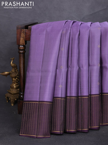 Pure soft silk saree purple and deep wine shade with zari woven buttas and zari woven checked border