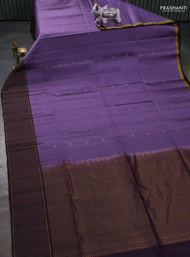 Pure soft silk saree purple and deep wine shade with zari woven buttas and zari woven checked border
