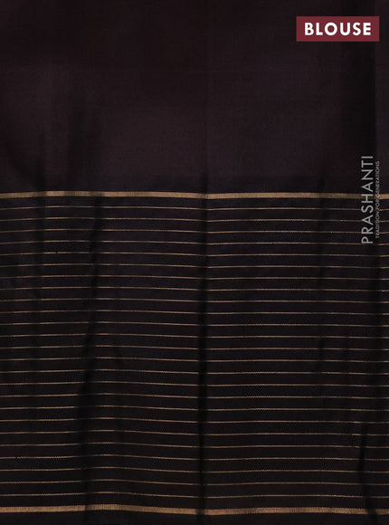 Pure soft silk saree deep violet and coffee brown with zari woven buttas and zari woven checked border