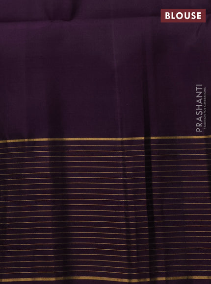 Pure soft silk saree olive green and violet with zari woven buttas and zari woven checked border