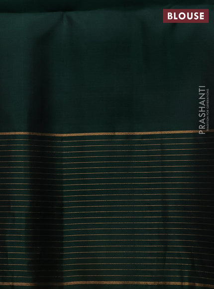 Pure soft silk saree rust shade and bottle green with zari woven buttas and zari woven checked border