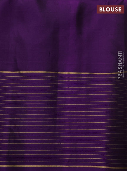 Pure soft silk saree dark mustard and purple with zari woven buttas and zari woven checked border