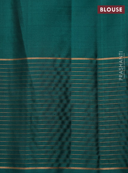 Pure soft silk saree navy blue and green with zari woven buttas and zari woven checked border