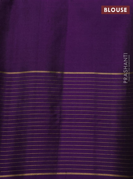 Pure soft silk saree grey and purple with zari woven buttas and zari woven checked border