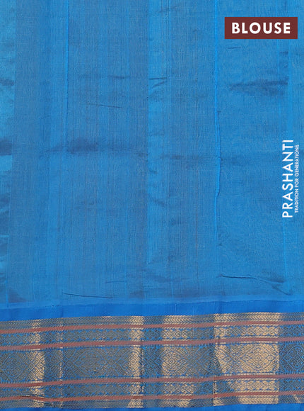 Silk cotton saree mango yellow and cs blue with allover zari checks & buttas and zari woven korvai border