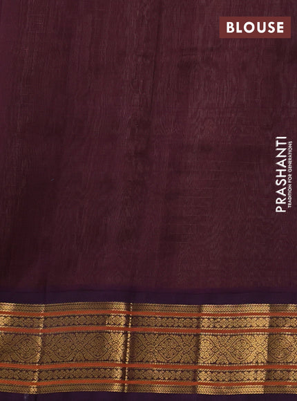 Silk cotton saree sandal and wine shade with allover zari checks & buttas and zari woven korvai border