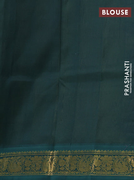 Silk cotton saree mehendi green and green with plain body and zari woven korvai border