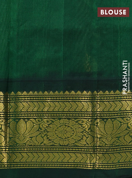 Silk cotton saree green and bottle green with zari woven buttas and long zari woven korvai border