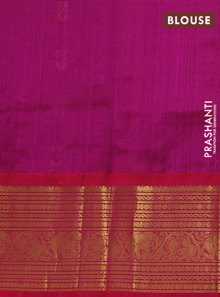 Silk cotton saree navy blue and pink with zari woven buttas and long zari woven korvai border