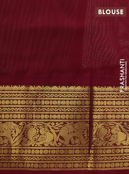 Silk cotton saree cream and maroon with zari woven buttas and long zari woven korvai border
