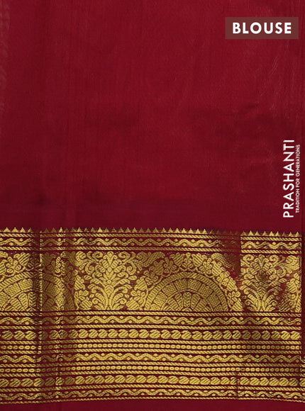 Silk cotton saree cream and maroon with zari woven buttas and long zari woven korvai border
