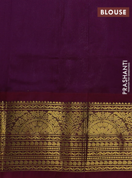 Silk cotton saree off white and wine shade with zari woven buttas and long zari woven korvai border