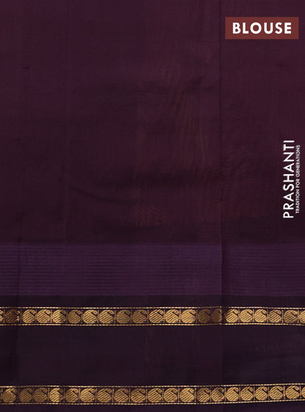 Silk cotton saree sunset orange and wine shade with paisley zari woven buttas and temple design rettapet zari woven korvai border