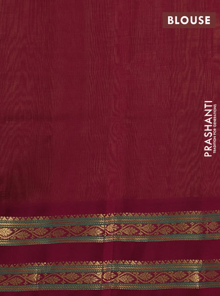Silk cotton saree mustard green and maroon with allover vairaosi pattern and rettapet zari woven korvai border