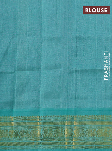 Silk cotton saree purple and teal blue with allover zari checks & buttas and zari woven korvai border