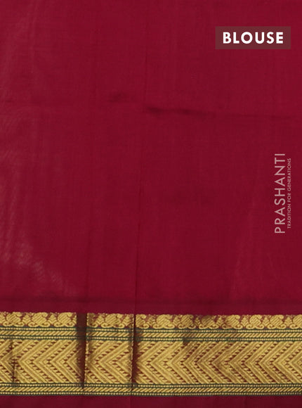 Silk cotton saree dark beige and maroon with allover small checked pattern and zari woven korvai border