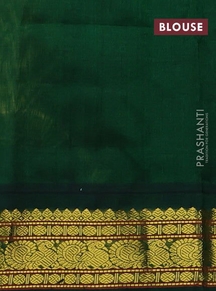 Silk cotton saree light green and bottle green with allover checked pattern and zari woven korvai border