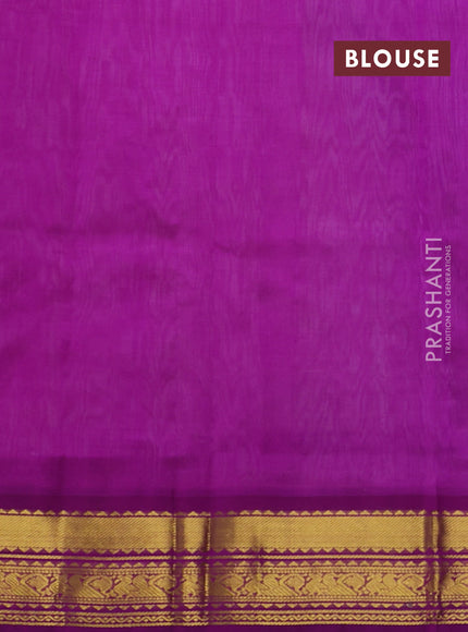 Silk cotton saree light pink and purple with allover zari checks & paisley buttas and zari woven korvai border