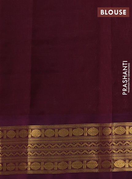 Silk cotton saree pink & yellow and deep wine with allover zari checks & paisley buttas and zari woven korvai border