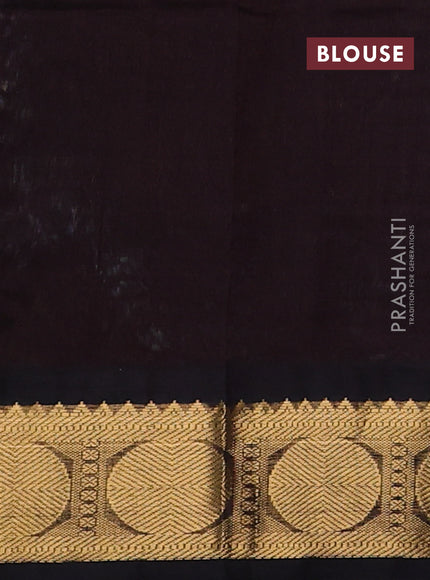 Silk cotton saree blue shade and coffee brown with allover checked pattern and rudhraksha zari woven korvai border
