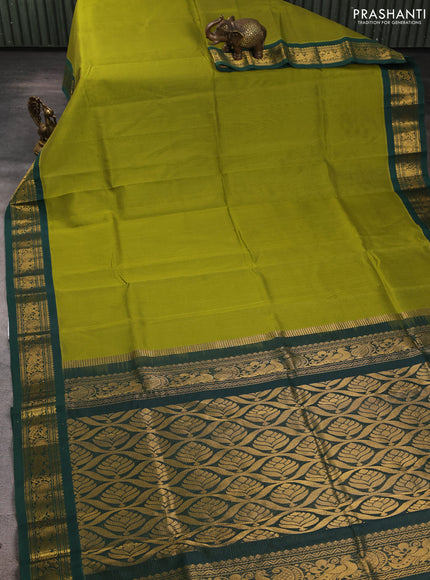 Silk cotton saree mehendi green and bottle green with allover vairaosi pattern and zari woven korvai border