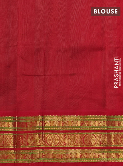 Silk cotton saree grey and red with allover small checked pattern and zari woven korvai border