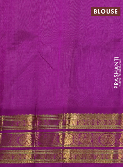 Silk cotton saree lavender and purple with allover small checked pattern and zari woven korvai border