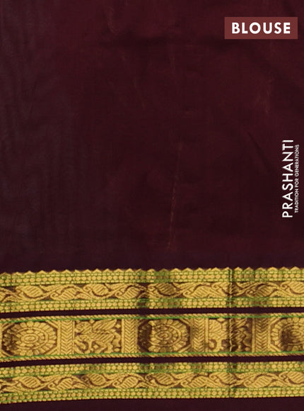 Silk cotton saree teal blue and deep maroon with allover small checked pattern and zari woven korvai border