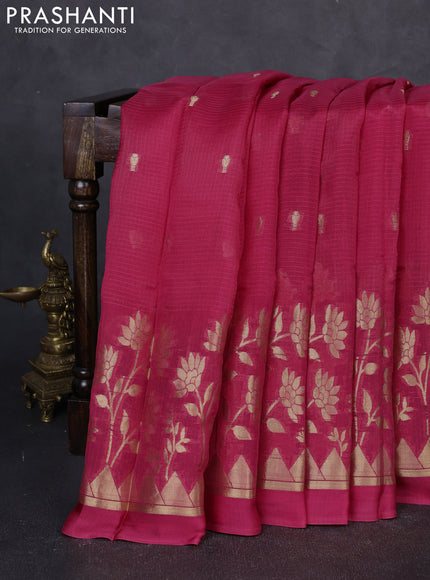 Art kota silk saree pink shade and purple with allover zari woven buttas and floral zari woven border
