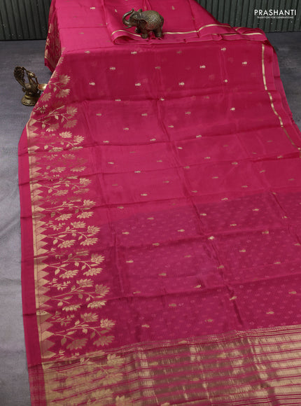 Art kota silk saree pink shade and purple with allover zari woven buttas and floral zari woven border