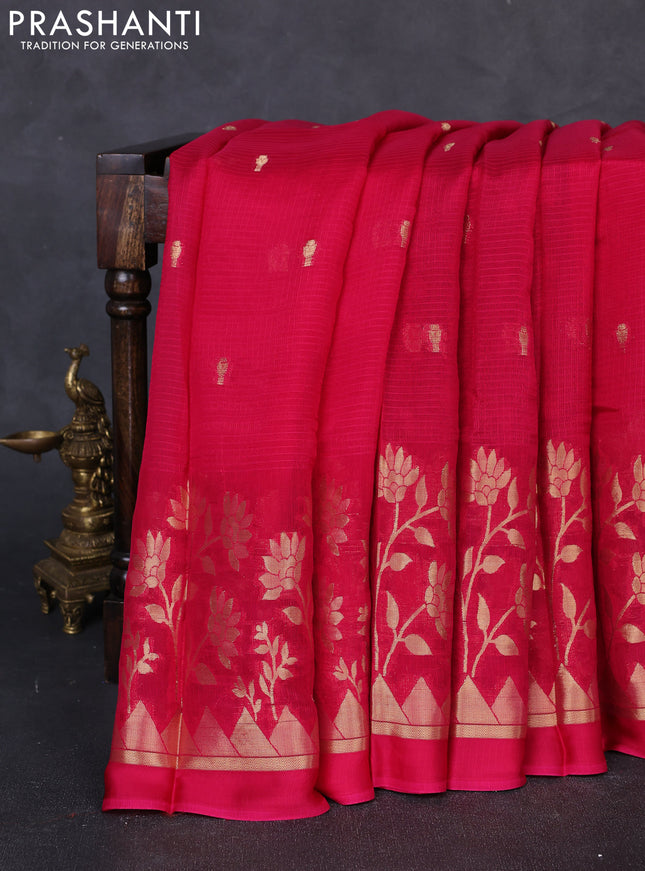 Art kota silk saree pink and bottle green with allover zari woven buttas and floral zari woven border
