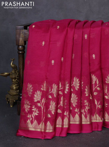 Art kota silk saree dark pink and bottle green with allover zari woven buttas and floral zari woven border