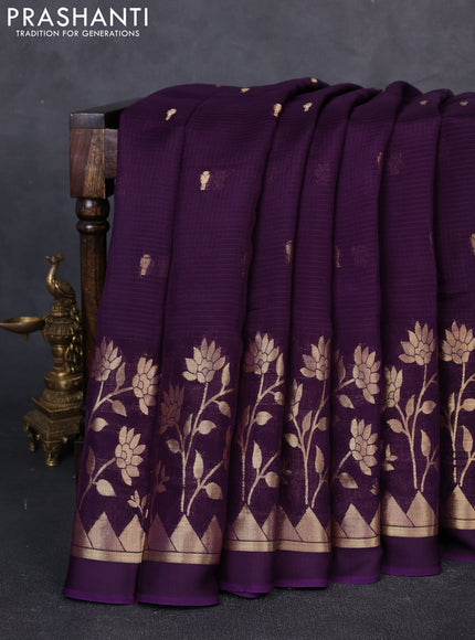 Art kota silk saree violet and pink with allover zari woven buttas and floral zari woven border