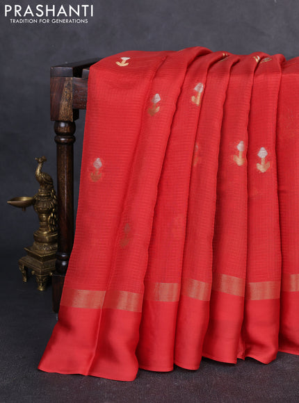 Art kota silk saree rustic orange and violet with allover silver & zari woven buttas and zari woven simple border