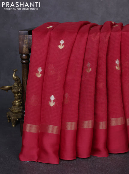 Art kota silk saree red and green with allover silver & zari woven buttas and zari woven simple border