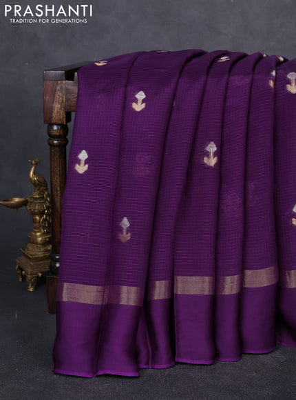 Art kota silk saree purple and pink shade with allover silver & zari woven buttas and zari woven simple border