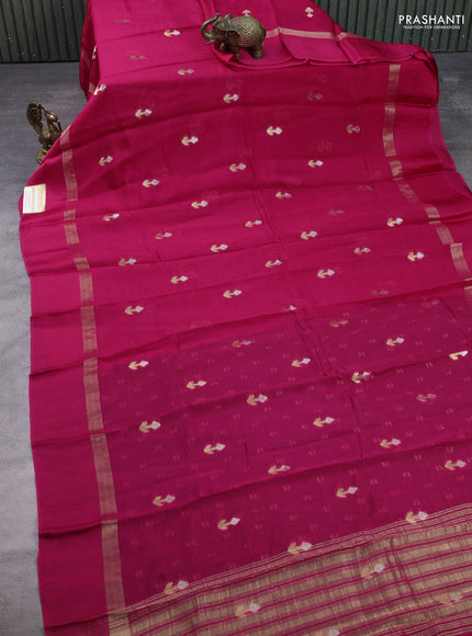 Art kota silk saree pink and green with allover silver & zari woven buttas and zari woven simple border