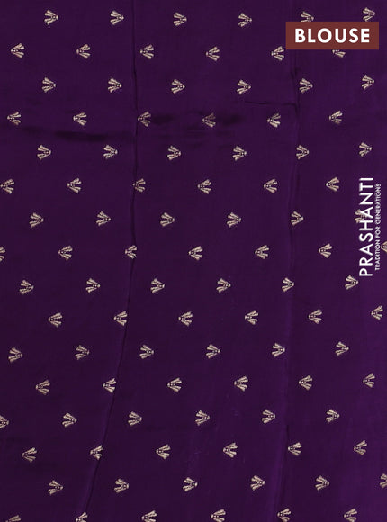 Art kota silk saree lavender and violet with allover silver & zari woven buttas and elephant design zari woven border