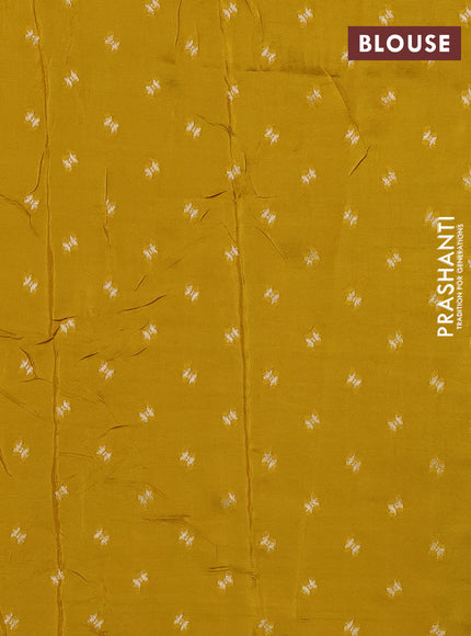 Art kota silk saree mehendi green and mustard yellow with allover silver & zari woven buttas and elephant design zari woven border