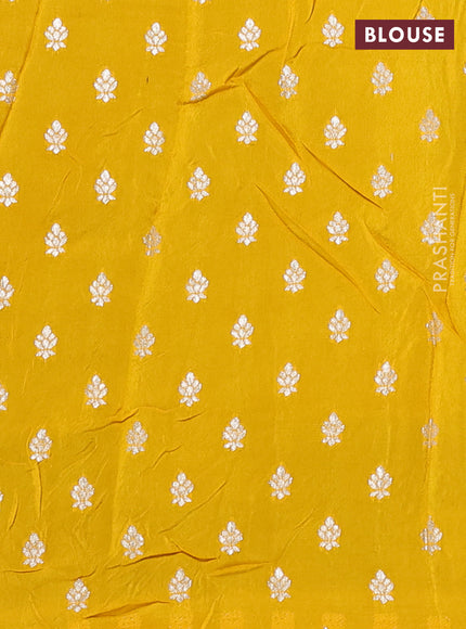 Art kota silk saree mehendi green and mustard yellow with allover silver & zari woven buttas and elephant design zari woven border